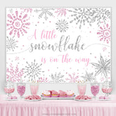 Silber Mit Rosa Schneeflocke Thema Babydusche Hintergrund